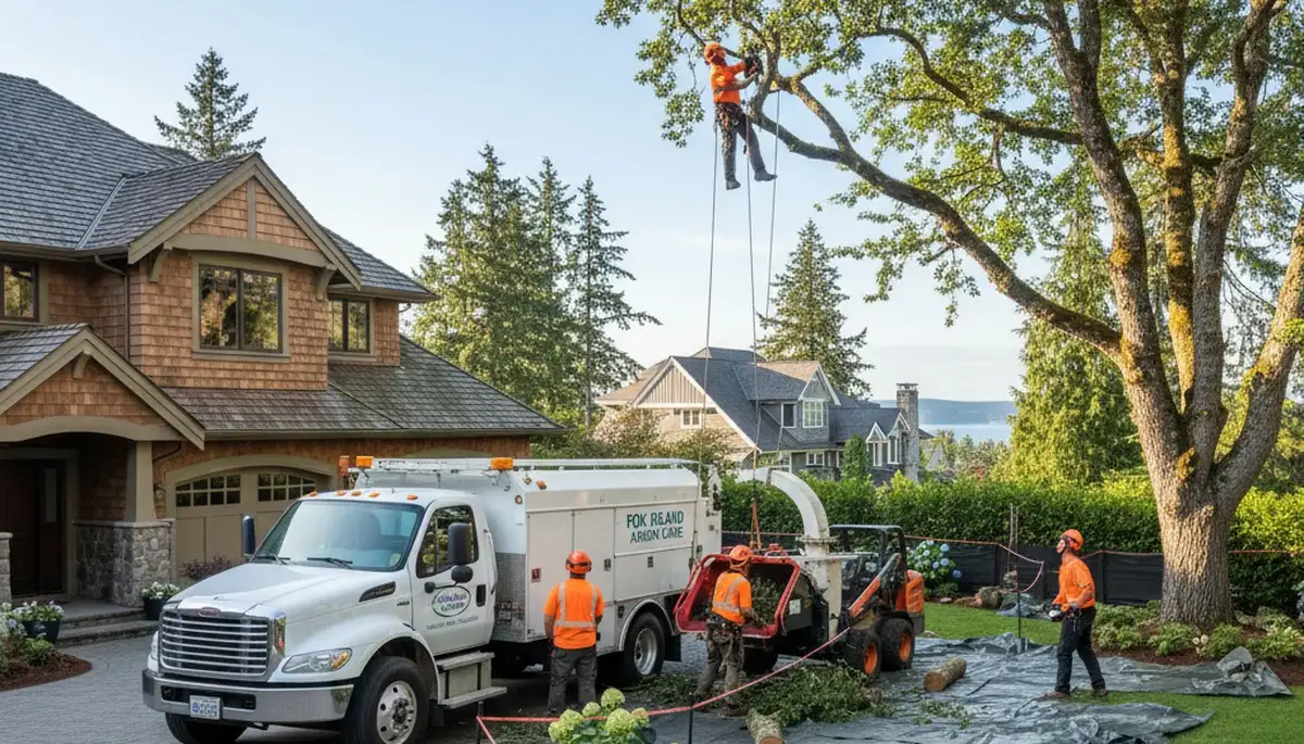 Professional residential tree removal service in Fox Island near Tacoma, WA enhancing yard safety