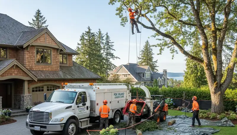 Professional residential tree removal service in Fox Island near Tacoma, WA enhancing yard safety