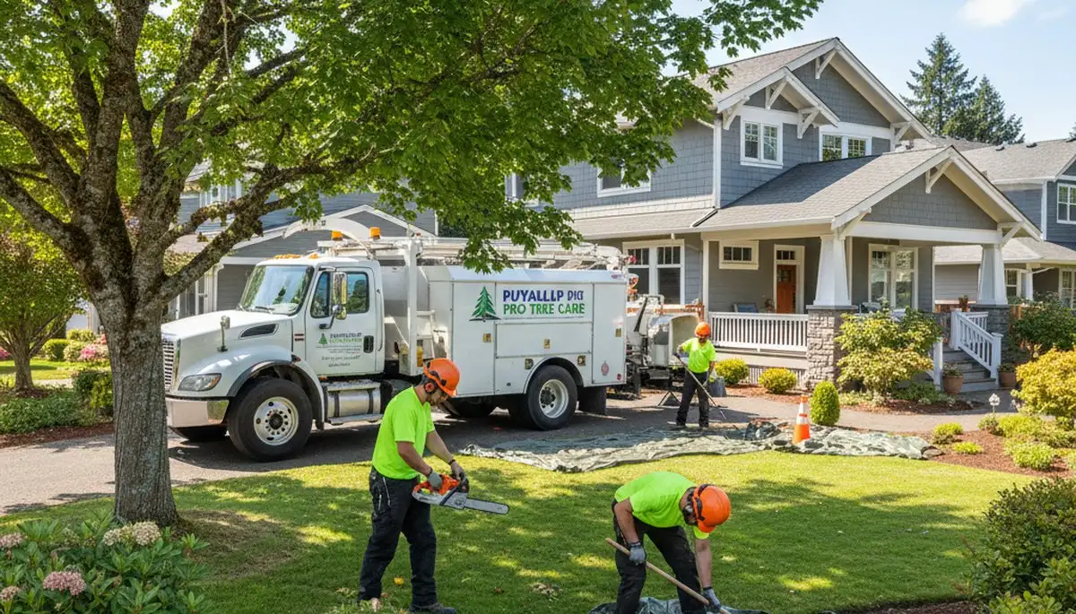 Residential tree removal crew enhancing property safety for homeowners in Puyallup near Tacoma, WA