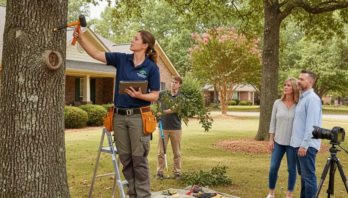 Certified arborist performing tree health assessment for homeowners in Auburn, WA near Tacoma