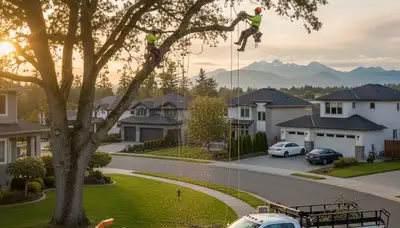 Professional tree removal service in Tacoma WA safely cutting large tree for local property cleanup